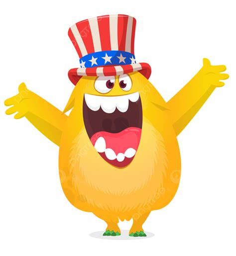 Uncle Sam Hat Vector Hd Images Cartoon Funny Monster Wearing American