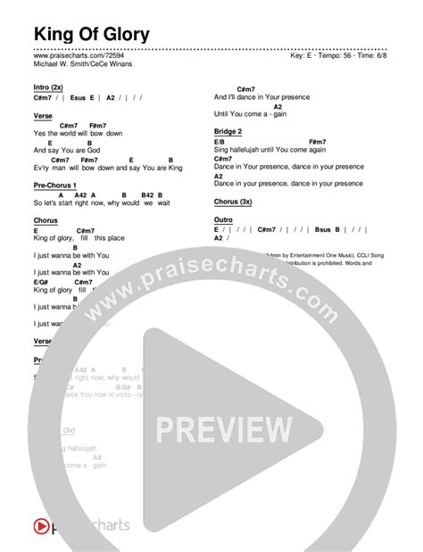 King Of Glory Chords PDF Michael W Smith CeCe Winans PraiseCharts