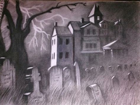 "Haunted House" , No. 2 pencil and 4B charcoal pencil. | Haunted house ...