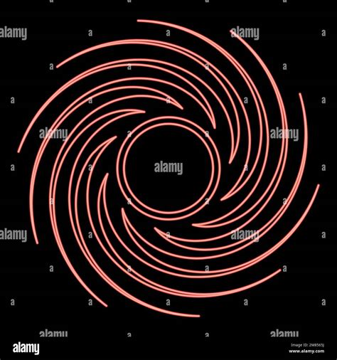 Neon Black Hole Spiral Shape Vortex Portal Red Color Vector Illustration Image Flat Style Light