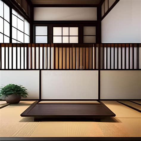 A Minimalist Japanese Tea Room With Tatami Mat Flooring Shoji Screens