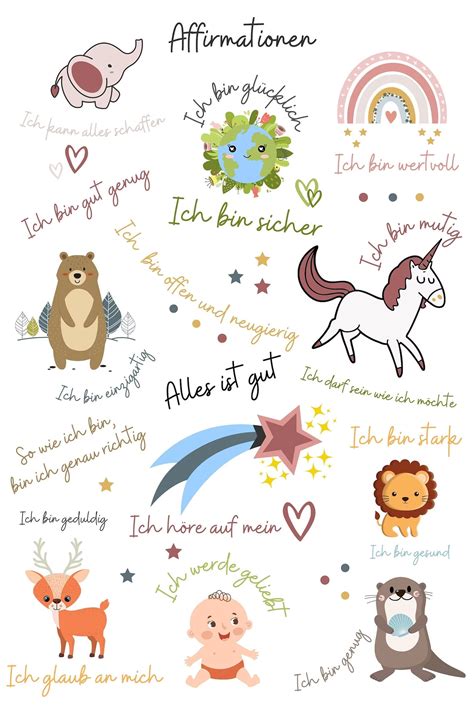 Positives Affirmations Poster Kinder Kinderzimmer Geschenk Geburtstag