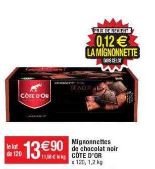 Offre Mignonnettes De Chocolat Noir C Te D Or Chez Cora