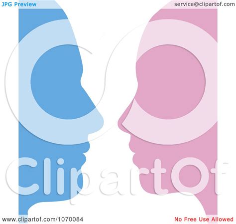 Clipart Male And Female Face Profiles Facing Each Other Royalty Free Vector Illustration By