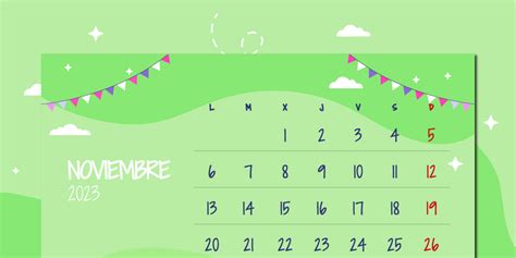 📆 Calendario Noviembre 2023 PDF GRATIS para imprimir