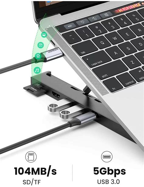 Ugreen In Portable Laptop Stand And In Usb C Hub Cm Black