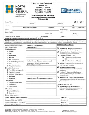 Fillable Online Specialized Geriatric Services Referral Form Tel