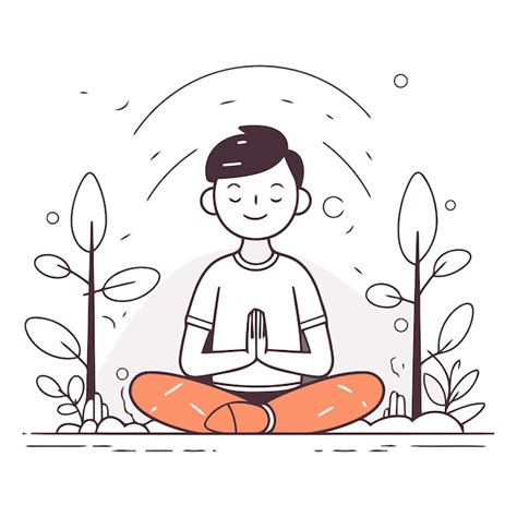 Hombre Meditando En Posici N De Loto En La Naturaleza Vector Premium