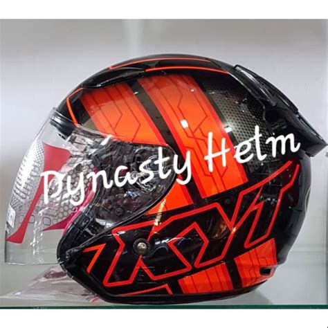 Jual KYT DJ MARU MOTIF 14 BLACK ORANGE FLUO RED FLUO Shopee Indonesia