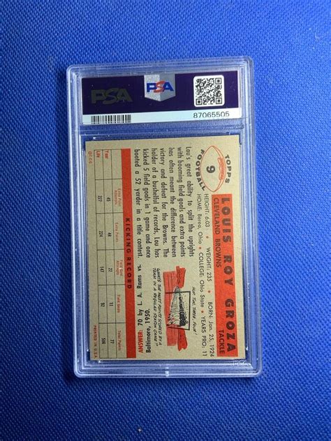 Lou Groza Cleveland Browns Topps Football Card Graded Ex Psa