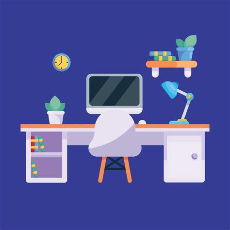 Modern Office Desk With Flat Design 20452053 Vector Art At Vecteezy