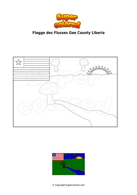 Ausmalbild Flagge Des Flusses Gee County Liberia Supercolored