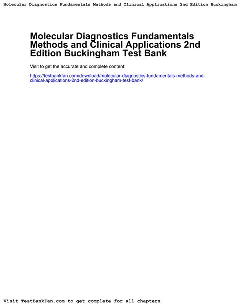 Fulldownloadmolecular Diagnostics Fundamentals Methods And Clinical Applications 2nd Edition