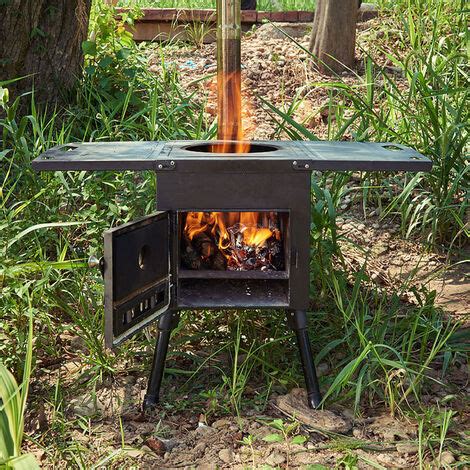 Réchaud de tente de camp de poêle à bois pliable portatif avec le tuyau