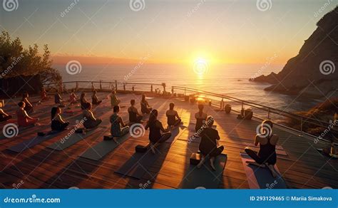 A Beachfront Yoga Session at Dawn Ultra Realistic Illustration ...