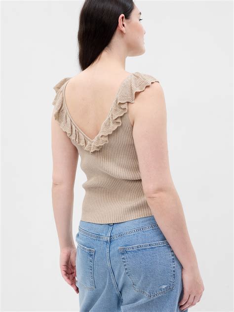 Ruffle Rib Sweater Tank Top Gap