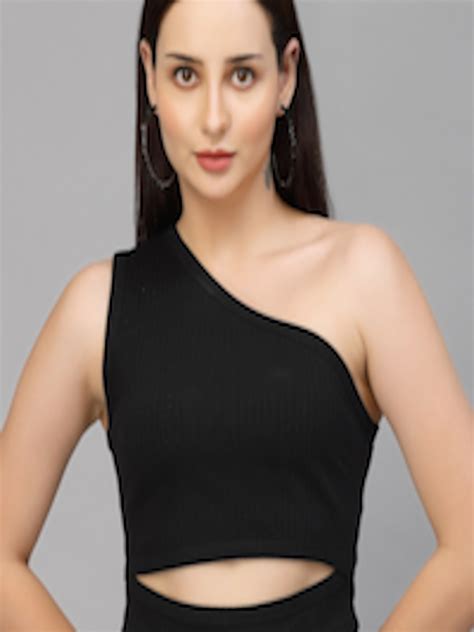 Buy Strong And Brave Odour Free Cut Out One Shoulder Cotton Fitted Top