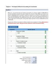 Ch 1 The Equity Method Of Accounting For Investments Xlsx Chapter