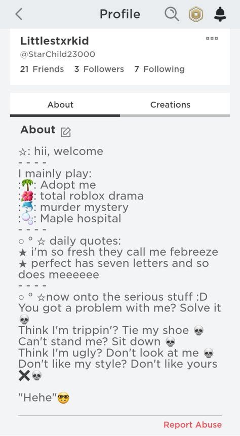 Good Roblox Bios