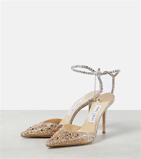 Saeda 100 Embellished Satin Pumps In Gold Jimmy Choo Mytheresa