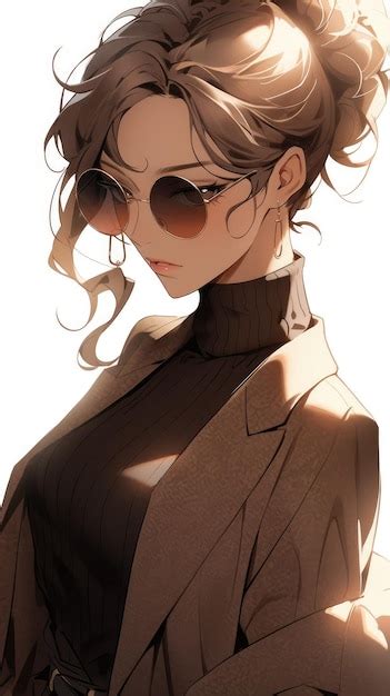 Premium Ai Image An Anime Girl In Brown With Sunglasses