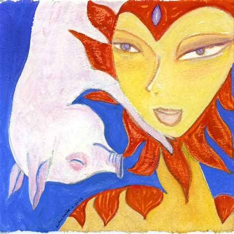 Heart Tug (White Pig) Original Gouache with Mat — Kathy Crabbe