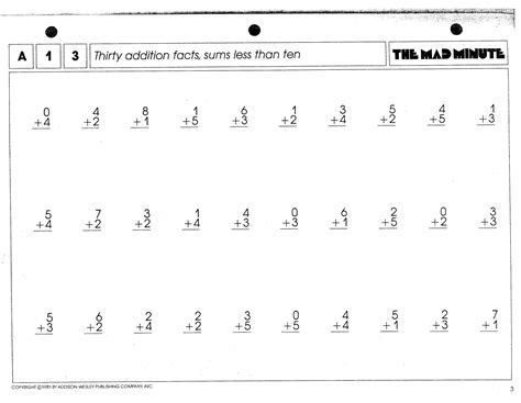 Mad Minute Math Free Printable