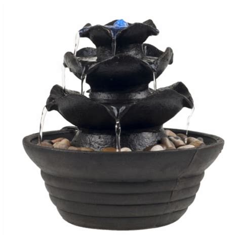 Pure Garden Indoor Water Fountain 3 Tier Led Lights Polyresin Tabletop