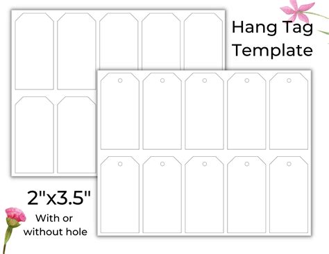 Printable Hang Tag Template Approx 2 X 3.5 / Blank Gift Tags / Create