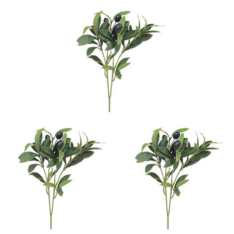 Olive Branches Greenery Stems Olive Leaves Fruits Silk Plants1 PC