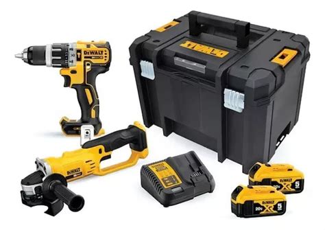 Combo Taladro Percutor Amoladora Bater A Dewalt Dck P T Color