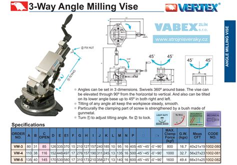 3 Way Angle Milling Vise Vw 5