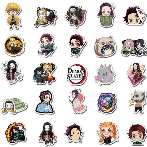 Pcs Demon Slayer Kimetsu No Yaiba Cartoon Waterproof Anime Stickers