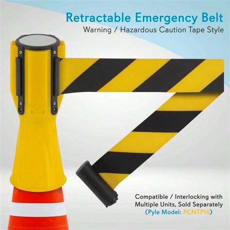 Pyle Pyle Traffic Cone Emergency Belt Retractable Hazard Warning