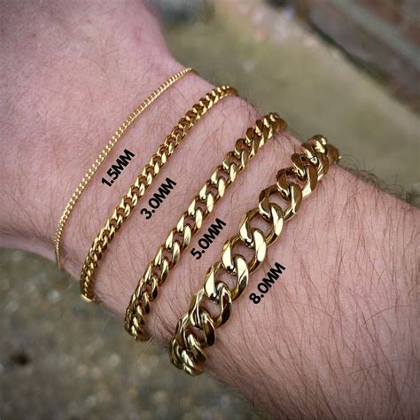 18k Gold Mens Bracelet Chain For Men Cuban Link Bracelet Etsy