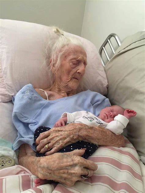 100 Year Old Woman Holding Her Great Great Grandkid 9GAG