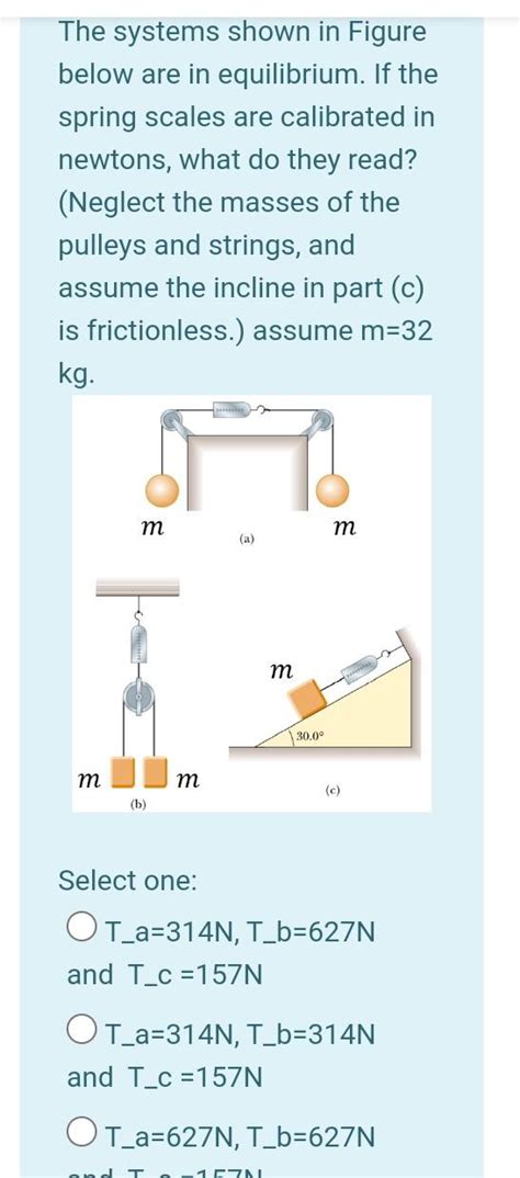 Solved The Systems Shown In Figure Below Are In Equilibrium Chegg