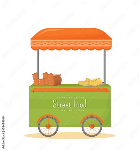 Street Food Mobile Kiosk Cartoon Vector Illustration Indian