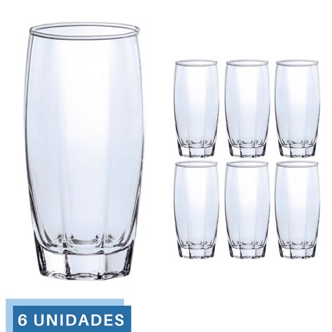 Jogo De 6 Copos Vidro 370ml Florence Glamour Transparente Shopee Brasil