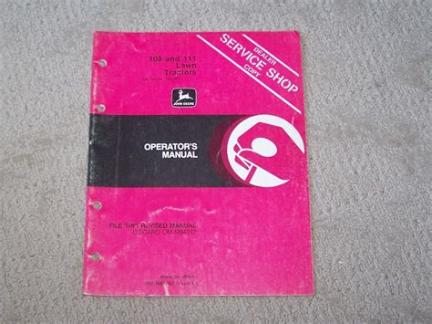 John Deere Lawn Tractor Serial Up Operators Manual