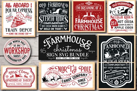 Farmhouse Christmas Sign Svg Bundle By Designs Dark Thehungryjpeg