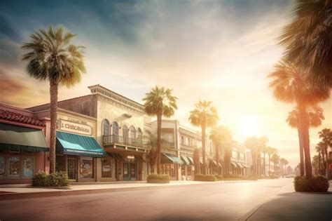 Premium Photo A Palm Treelined Urban Street Surrounded By Buildings