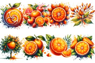 Watercolor Oranges Sublimation Clipart Graphic By ElksArtStudio