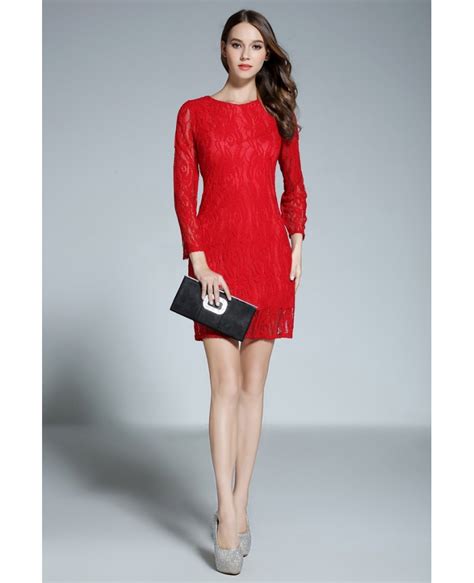 Red Cocktail Dress With Sleeves Dresses Images 2022