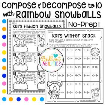 Winter Snowball Math Worksheets Compose And Decompose Numbers Within