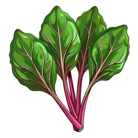 Fresh Malabar Spinach Vegetable Vector Digital Design Art Premium Ai