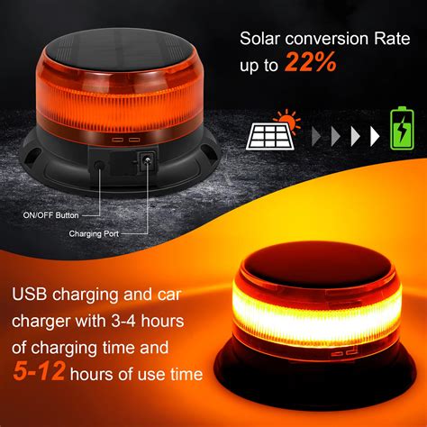 Snapklik Wireless Solar Beacon Lights Amber Strobe Lights 30W