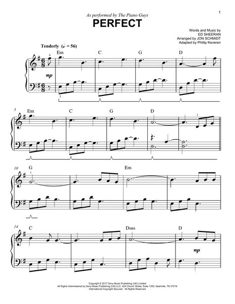 Perfect Arr Phillip Keveren By The Piano Guys Sheet Music For Easy Piano At Sheet Music Direct