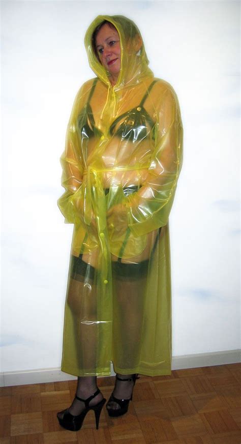 Traditional PVC Raincoat Transparent Yellow Kemo Cyberfashion De Rain