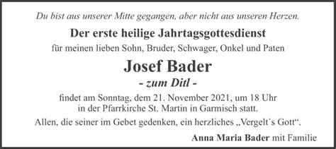 Traueranzeigen Von Josef Bader Trauer Merkur De